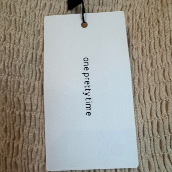 O.p.t Square-Neck Smocked Zeoli Midi Dress Puff Sleeves Cream Size XL NWT - Picture 11 of 14